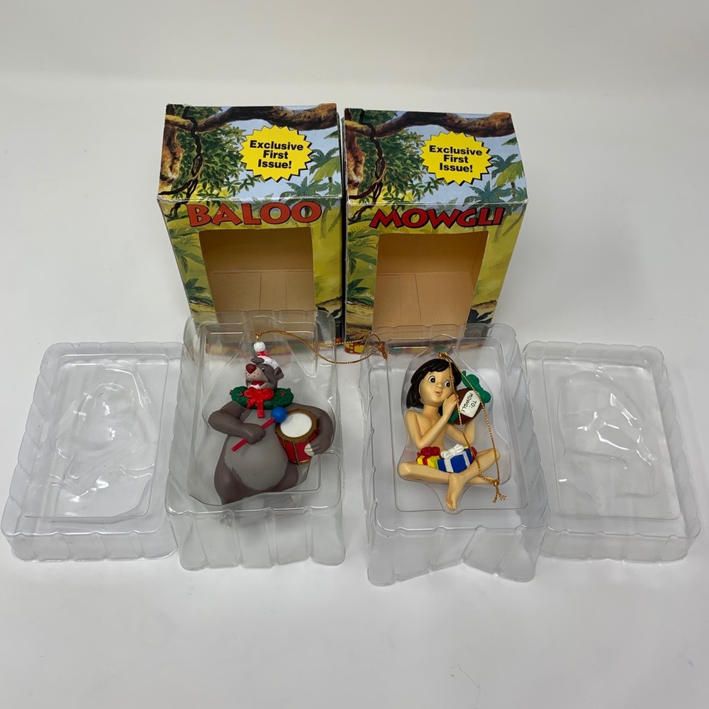 THE JUNGLE BOOK ORNAMENTS 1996 BALOO & MOWGLI